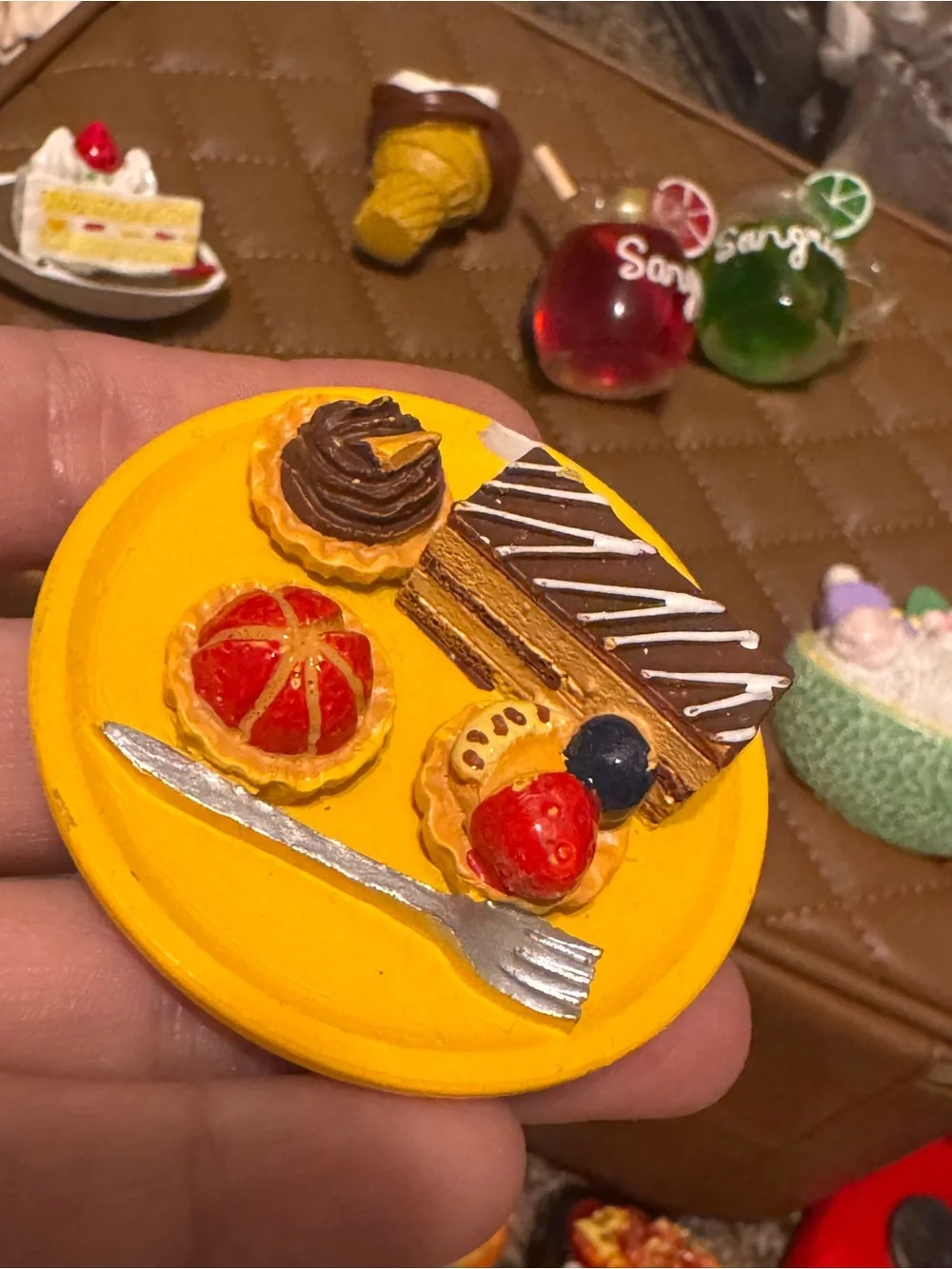 Assorted Dessert & Drink Resin Magnets - Yellow, Red, Green, Brown Accents